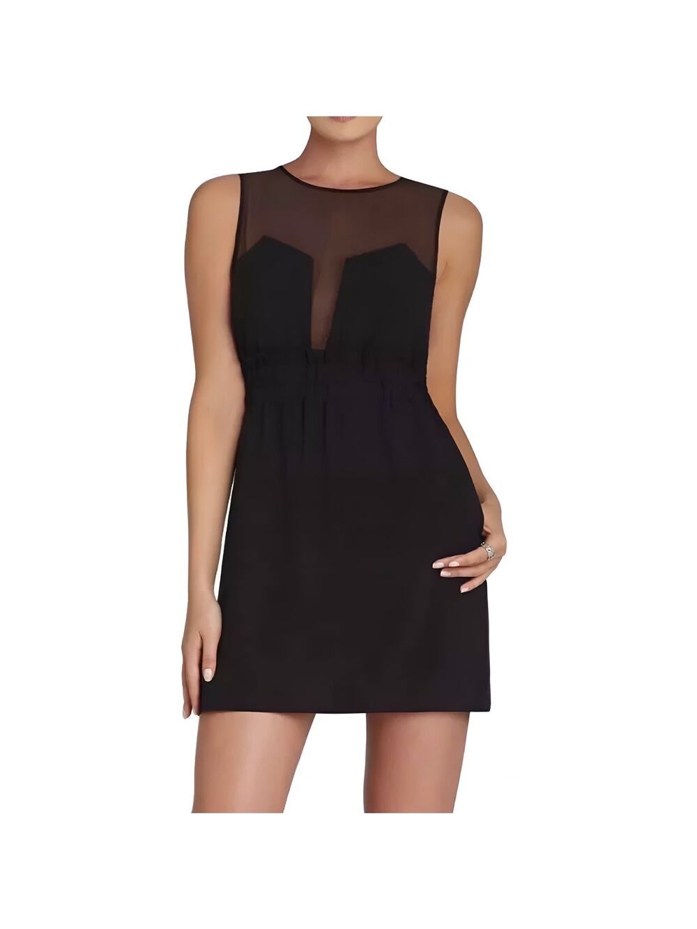 BCBGMAXAZRIA Cybil Sheer Mesh Sleeveless Mini Dress Black Size Small